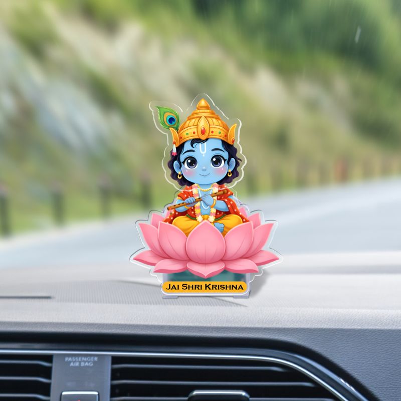 Jai Shri Krishna Bobblehead Battery Powered Moving Head Feature Decoration Items for Home Décor and Office Table Birthday Gift for Kids, Family and Friends